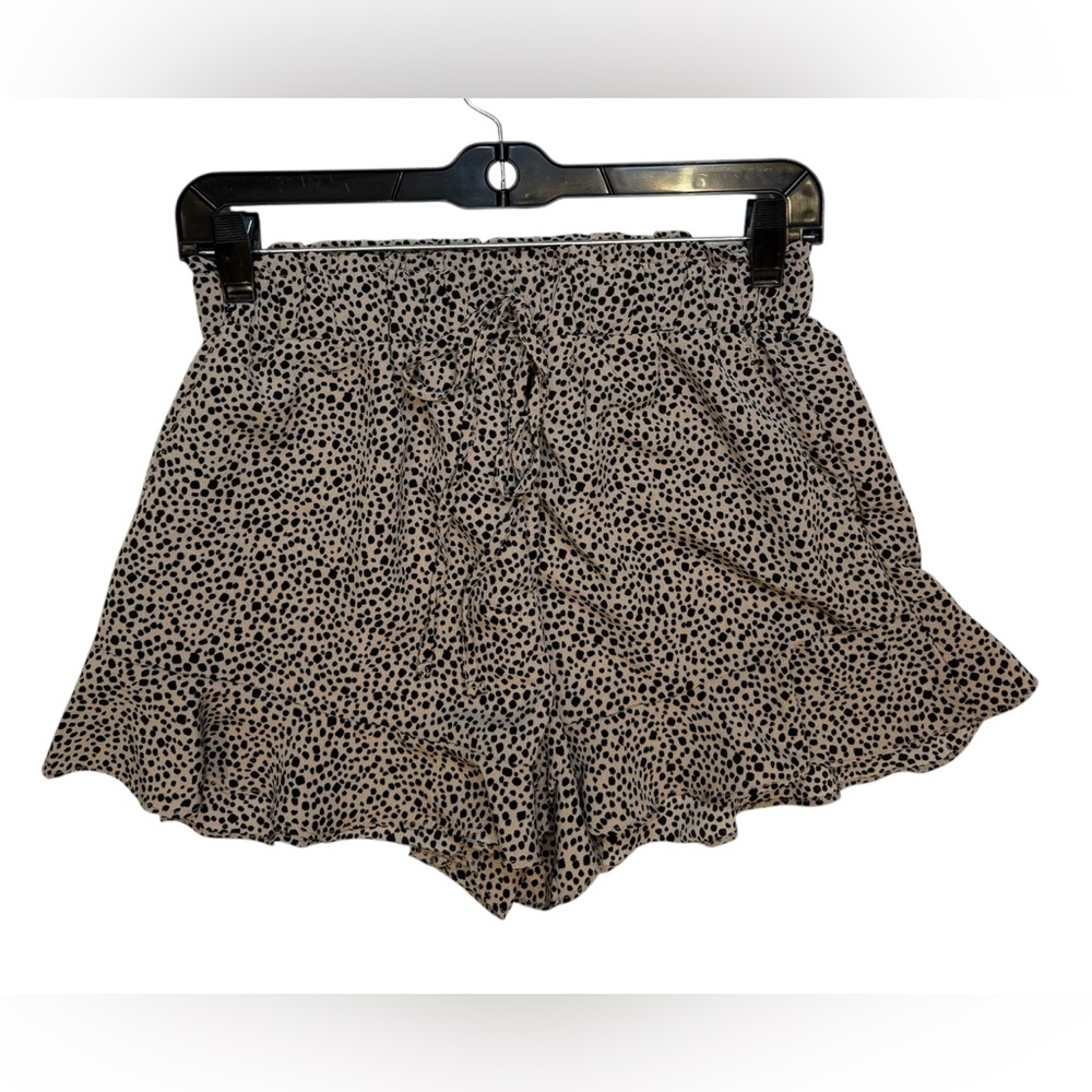 Allie Rose Leopard Print Ruffle Shorts Black Tan Women’s Size Small Chic Trendy